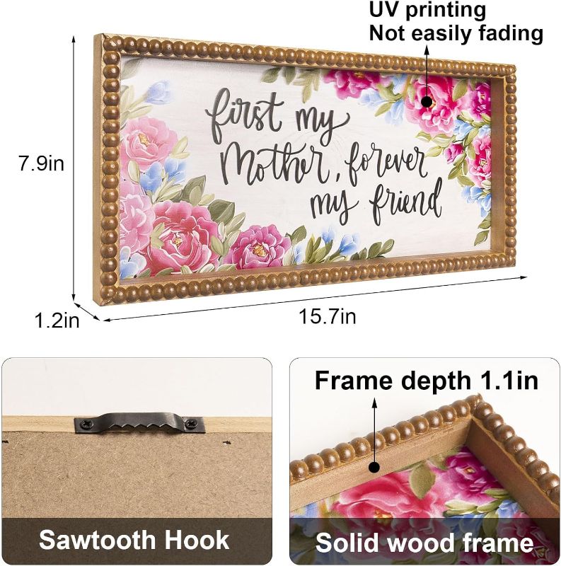 Photo 4 of (READ FULL POST) (2 PACK) flangairy Best Mom Gifts, Birthday Gifts for Mom Cool Gifts Ideas Presents Flower Wall Decor Plaque Wooden Sign from Daughter Son, Thanksgiving Christmas Home Table Centerpieces Wall Art