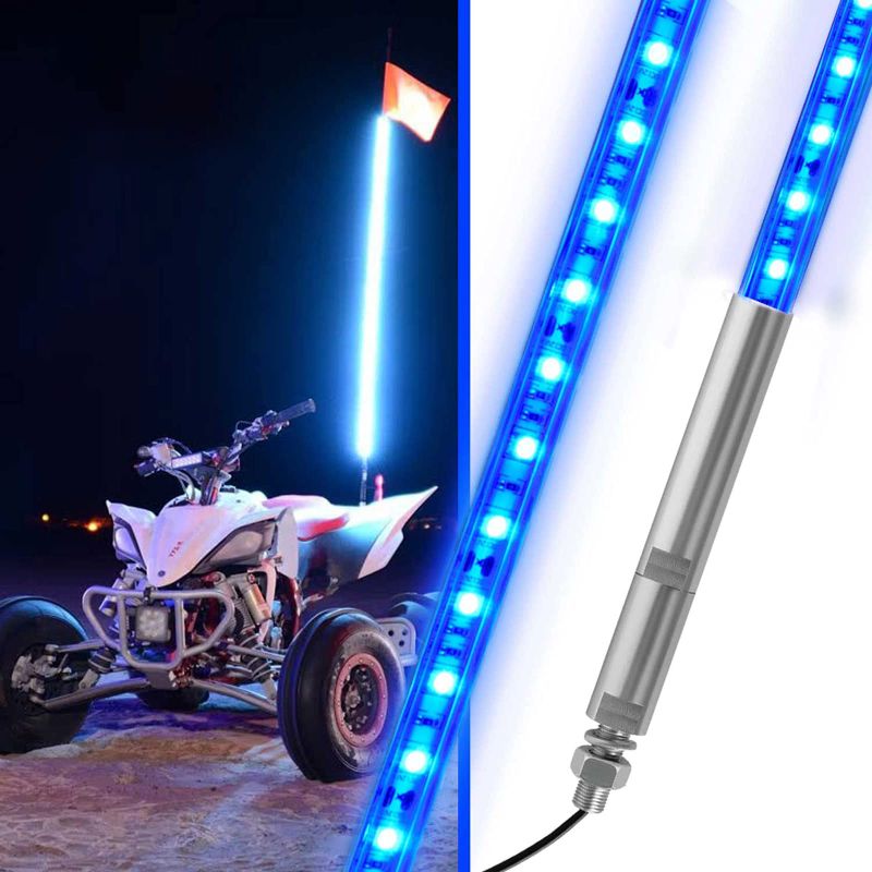 Photo 1 of **UNABLE TO TEST**
UTVJATV 4ft LED Whip Blue Lights Waterproof Flag Pole Safety Antenna with Flag  - 1PCS Blue