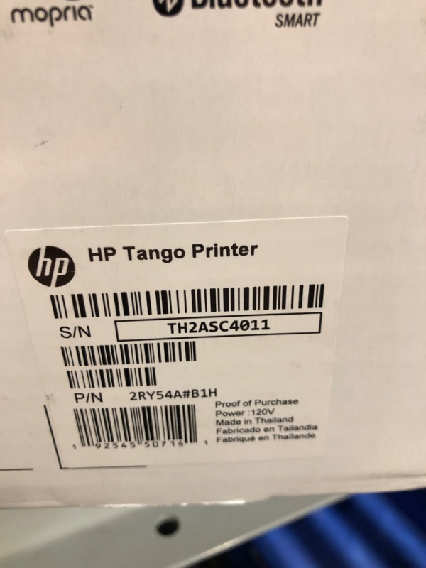 Photo 3 of **PRINTING NOT TESTED**
HP Tango Smart Wireless Printer – Mobile Remote Print, Scan, Copy, HP Instant Ink, Works with Alexa(2RY54A),White