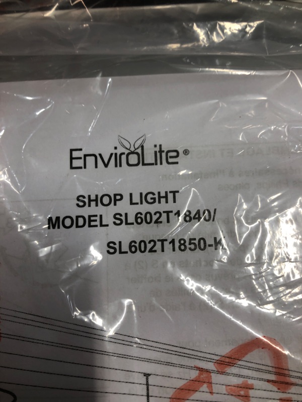 Photo 3 of **UNABLE TO TEST**
4 ft T8 2-Light LED Shop Light Fixture, 28W, 120V, 4000K Bright White Tubes, 3600 Lumens, White Finish SL602T1840