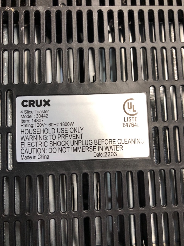 Photo 1 of Crux (14807) 4 Slice Toaster Black Stainless Steels