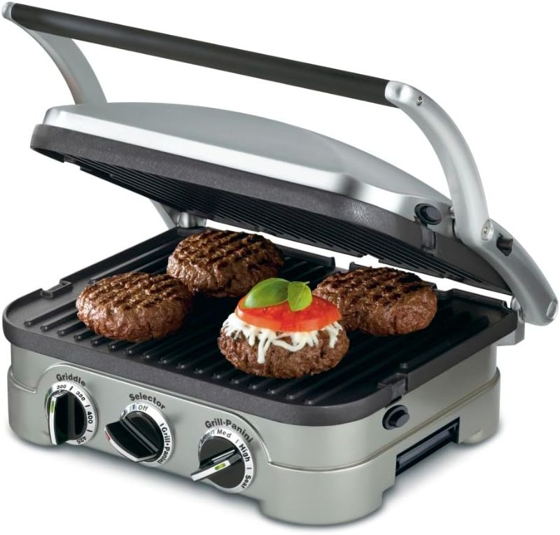 Photo 1 of **HANDLE DAMAGED - TURNS ON**
Panini Press by Cuisinart, Stainless Steel Griddler, Sandwich Maker & More, 5-IN-1, GR-4NP1