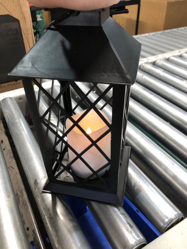 Photo 2 of **CORNER DAMAGED**
1 Pack Solar Hollow Lanterns Outdoor, Waterproof Patio Hanging Lanterns with LED Flickering Light