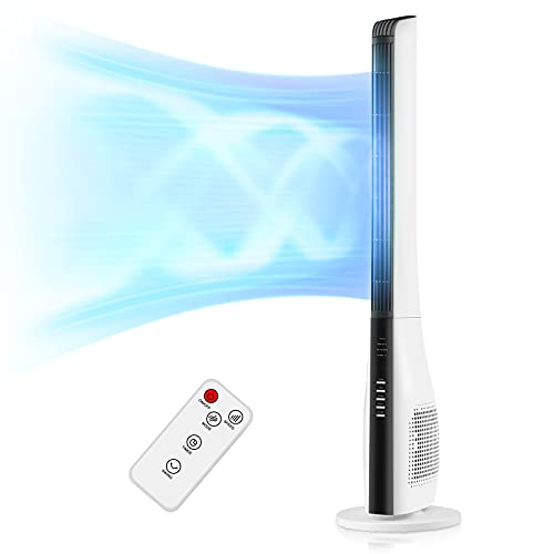 Photo 1 of **PREVIOUSLY OPENED**
Bladeless Tower Fan - 43-Inch Cooling Standing Floor Fan w/Remote, Air Circulator, 3 Modes, 3 Speeds & 7.5H Timer, White