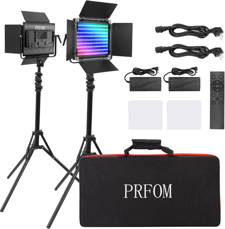 Photo 1 of **PREVIOUSLY USED**
PRFOM 2-Pack RGB LED Video Light Kits with Remote Control Camera Video Lights 40W RGB&Bi-Color