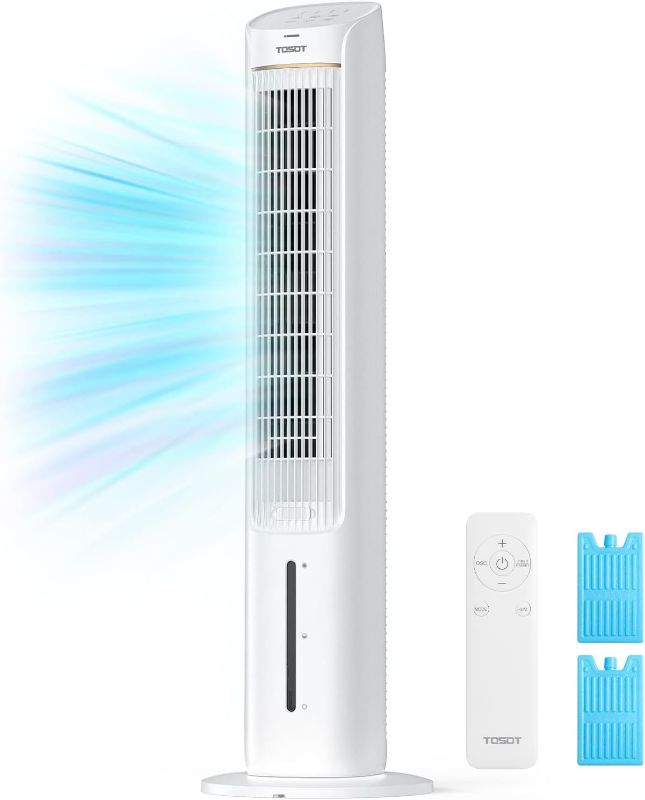 Photo 1 of CTOSOT Tower Fan Oscillating 80°, Cooling Fan with 2 Ice Packs, CFM 360m³/h, 3 Speed Quiet Fan