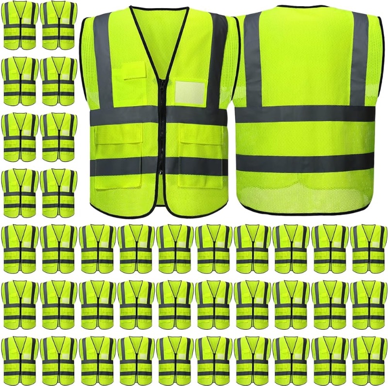 Photo 1 of **MAY BE MISSING SOME VESTS**
Newcotte High Visibility Safety Vests with Pockets and Zipper Mesh Reflective Vest for Men Women Neon Working Vest 40PC