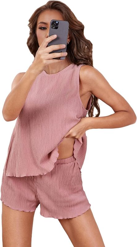 Photo 1 of **STOCK IMAGE FOR REFERENCE**
WDIRARA Women's 2 Piece Tie Back Loose Tank Top and Shorts Pajama Soft Lounge Set S