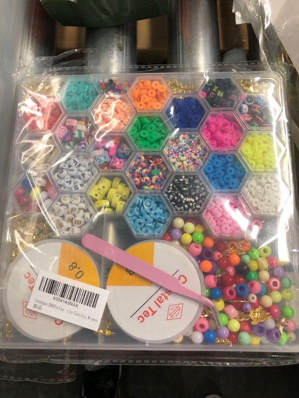 Photo 2 of 5800 PCS Clay Beads Bracelet Making Kit, 24 Colors Flat Preppy Beads