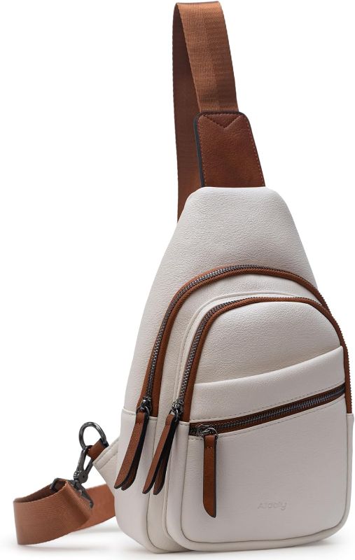 Photo 1 of  Alldaily Large Sling Bag for Women Crossbody Purse Leather Fashionable Trendy Chest Bag for Travel, Fanny Pack Beige-X-Large