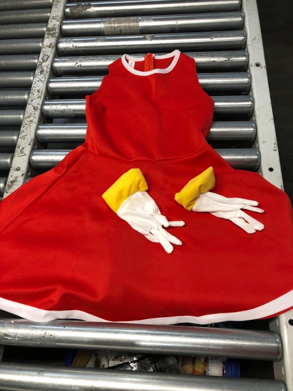 Photo 2 of Amy Rose Cosplay Costume For Girls,Rosy the Rascal Pretend Red Dress with A Pair of Gloves