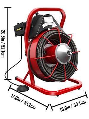 Photo 1 of **UNABLE TO TEST - LINE HAS RUST**VEVOR 100 Ft x 1/2 Inch Cleaner Machine 1700 RPM Electric Drain Auger, Red