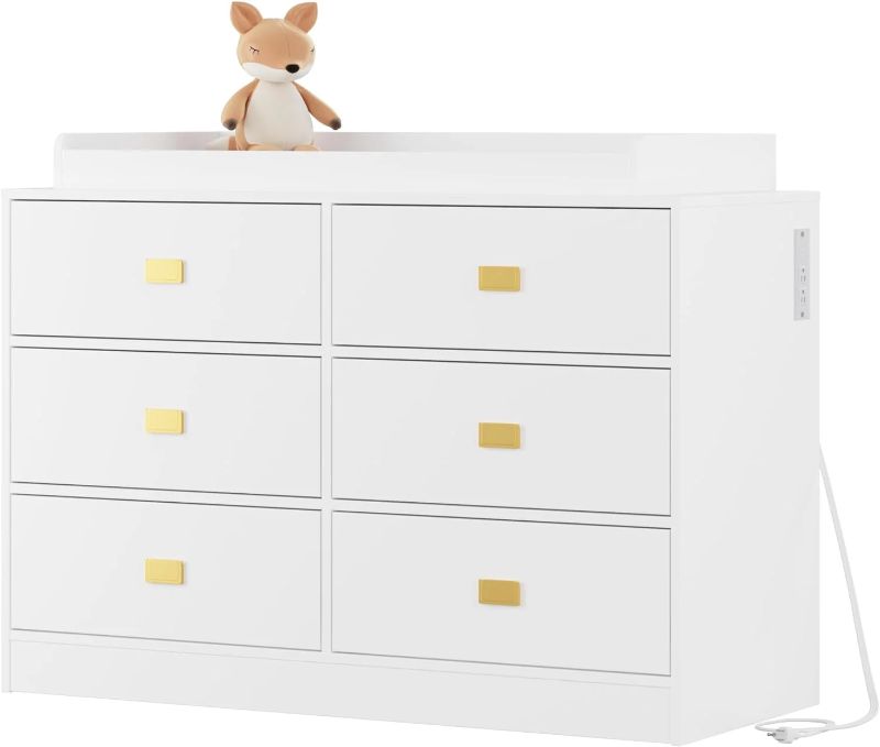 Photo 1 of **MAY BE MISSING HARDWARE - LOOSE IN BOX**
6-Drawer Bedroom Dresser with Removable Changing Table, White PHO_12A82B8V