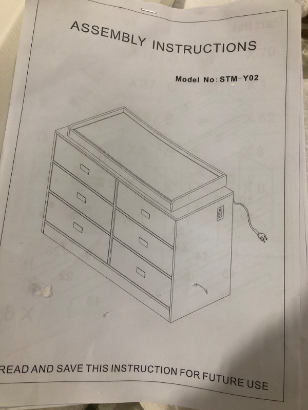 Photo 2 of (important non refundable item)(incomplete)(damaged pieces)(parts only)6-Drawer Bedroom Dresser with Removable Changing Table, White