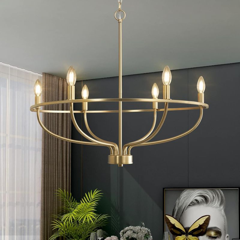 Photo 1 of **UNABLE TO TEST**
6-Light Gold Chandelier Vintage Candle Chandelier Dining Room Chandelier Over Table for Bedroom, Living Room,Kitchen,28.54in,E12