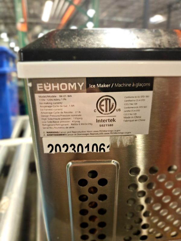 Photo 3 of **UNABLE TO TEST ICE MAKING**
EUHOMY Ice Maker Countertop Machine - 26 lbs in 24 Hours, 9 Cubes Ready in 8 Mins