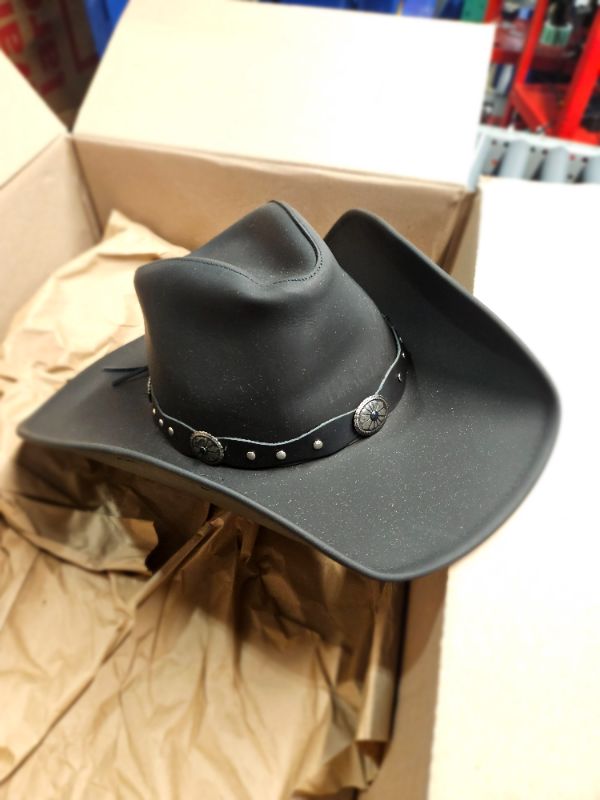 Photo 2 of Stetson Roxbury Black Distressed Shapeable Leather Cowboy Western Hat - Medium