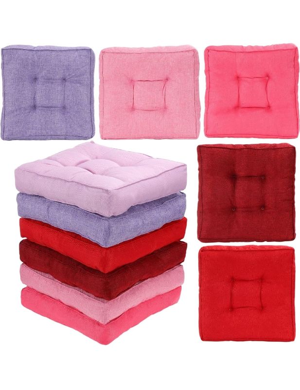 Photo 1 of **PREVIOUSLY OPENED**
Qunclay 6 Count Floor Pillows Outdoor Sitting Solid Square Soft Meditation Pillow, 6 Colors, 15.7'' x 15.7'' (Bright)