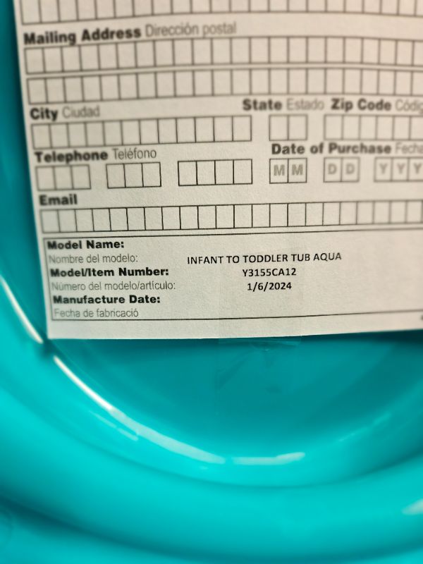 Photo 3 of **OUT OF PACKAGING - APPEARS UNUSED**
The First Years Sure Comfort Deluxe Newborn to Toddler Tub, Teal Aqua