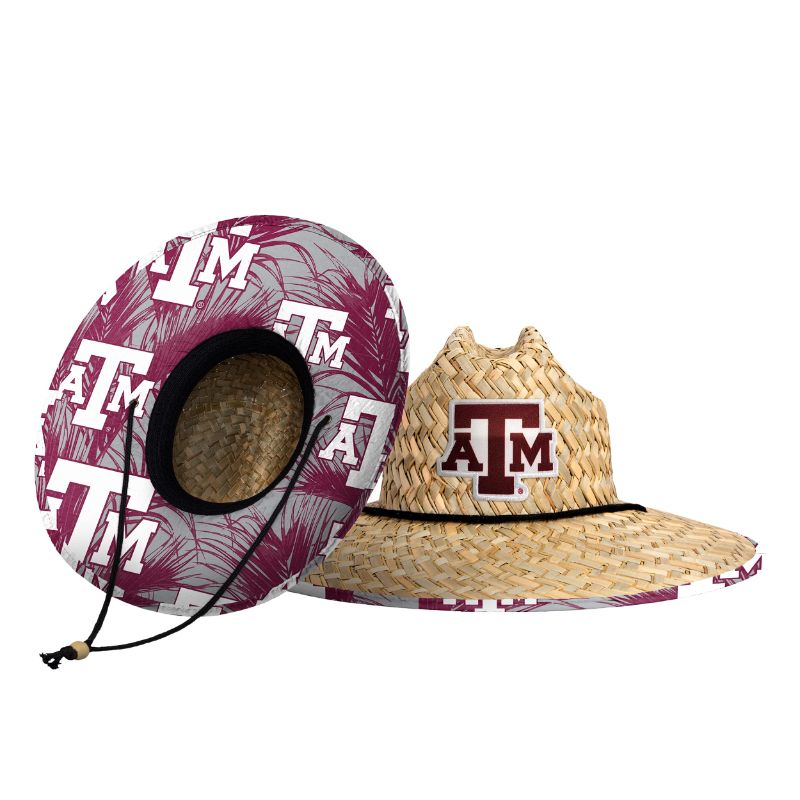 Photo 1 of foco Men's NFL Team Logo Floral Lifeguard Beach Straw Sun Hat Texas A&M Aggies One Size Team Logo