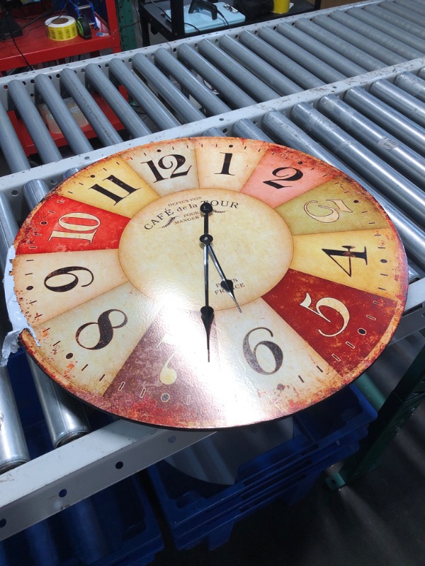 Photo 2 of **ADHESIVE STUCK TO FACE**
14-inch Paris French Style Wood Clock, Rustic French CountryCafe De La Tour