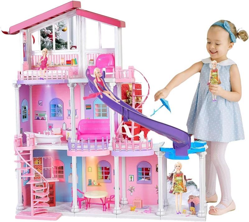 Photo 1 of All Plastic Large Doll House, 2023 Dollhouse with Play Kitchen& Big Furnitures