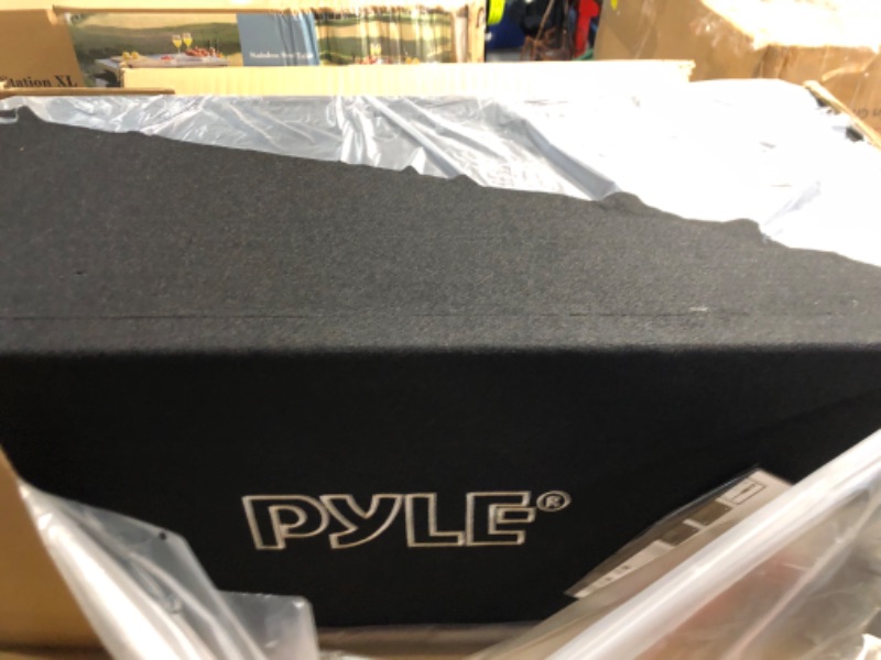 Photo 2 of Pyle 12” Dual Subwoofer Box System - 12'' Dual Series Vented Subwoofer Enclosure, Rear Vented Design with Santoprene Surround, 2 x 1200 Watts Max Power, 4 Layer Dual Voice Coil - PLSQ212BS