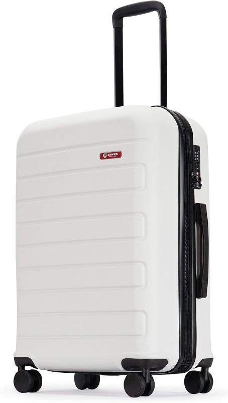 Photo 1 of ***USED - DIRTY - NO PACKAGING - DEFAULT CODE IS 0-0-0***
GINZATRAVEL ABS Luggage with TSA Lock, 24 Inch, White, Spinner Wheels