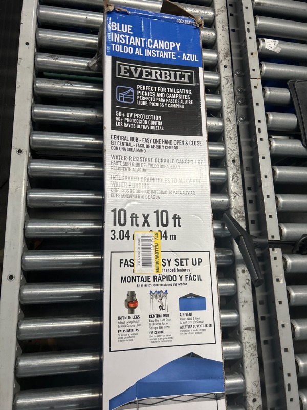 Photo 2 of **NON-REFUNDABLE, PARTS ONLY** EVERBILT 10x10 Pop Up Canopy, Patented One Push Tent Canopy, Newly Designed Storage Bag, 8 Stakes, 4 Ropes, BLUE