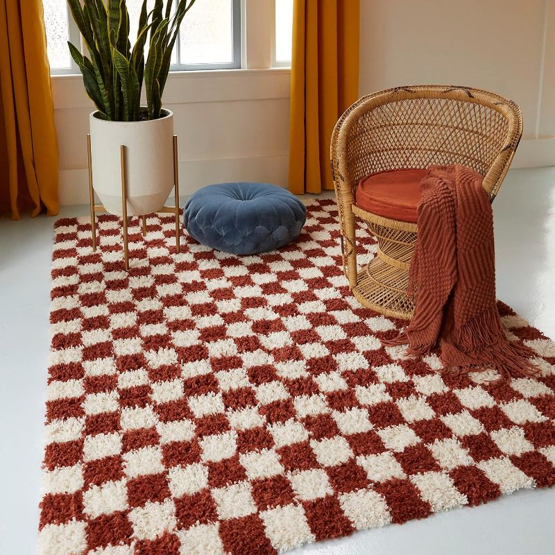 Photo 1 of Balta Rugs Oslo Checkered Shag Rug, RED, 5'3" x 7' RED