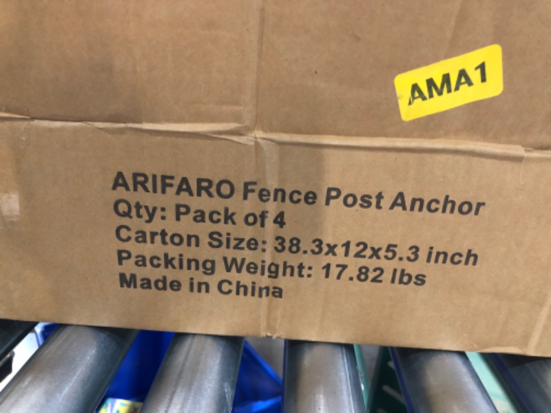 Photo 3 of ARIFARO Fence Post Anchor Ground Spike Heavy Duty Metal Black Powder Coated Fence Stakes Post,4x4 inch(3.5 x3.5 inch Inner) Pack of 4 (32 inch)