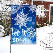 Photo 1 of (STOCK PHOTO FOR SAMPLE ONLY) - Anley Snowflake Let It Snow 1-ft W x 1.5-ft H Winter Garden Flag - (2 PACK) 