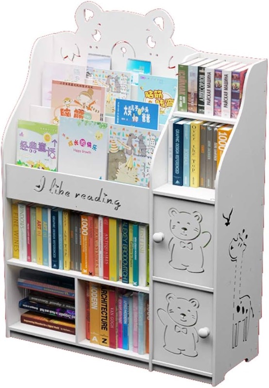 Photo 1 of **SUPPORT PIECES DAMAGED**
Intexca & Design Childrens Kids Cartoon Engraved Bookshelf MultiLayer Organizer Shelf with Storage Rack Cabinets White