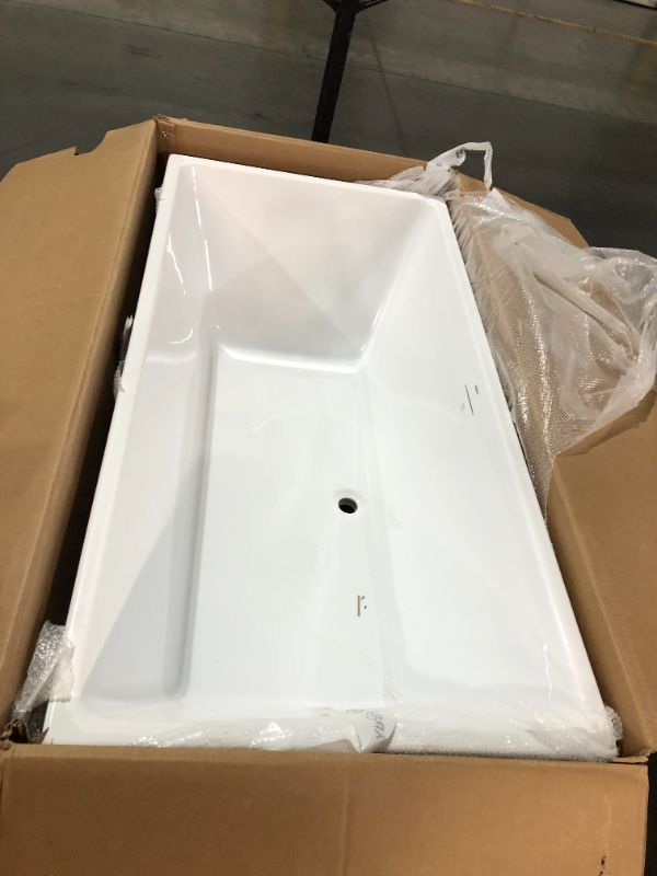 Photo 3 of ***USED - SCRATCHED - DIRTY - LIKELY MISSING PARTS***
FerdY Tahiti 59" Acrylic Freestanding Bathtub, Elegant Oval Shape Soaking Bathtub, Glossy White, Matte Black Drain & Matte Black Overflow Assembly Included cUPC Certified