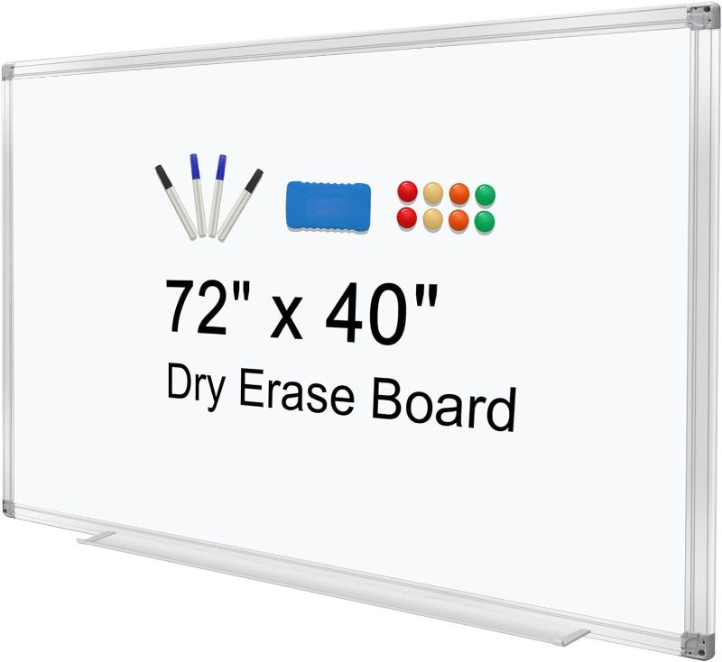 Photo 1 of Dry Erase Board for Wall 72"x40" Aluminum Presentation Magnetic Whiteboard with Long Pen Tray