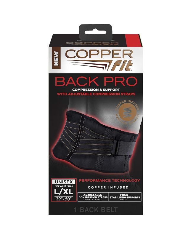 Photo 1 of Copper Fit Pro Back Belt Compression Brace, Small/Medium Large/X-Large Unisex Waist Size 39”-50” Brace