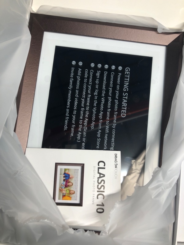 Photo 1 of Dragon Touch Digital Picture Frame WiFi 10 inch IPS Touch Screen HD Display, 16GB Storage, Auto-Rotate, Share Photos via App, Email, Cloud - Classic 10 choco brown