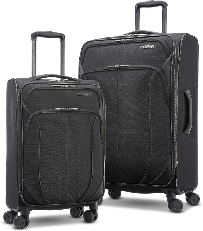 Photo 1 of ***USED - DIRTY - NO PACKAGING***
AMERICAN TOURISTER 4 KIX 2.0 Softside Expandable Luggage with Spinners, Black, 2-Piece Set (20/24 Inches)