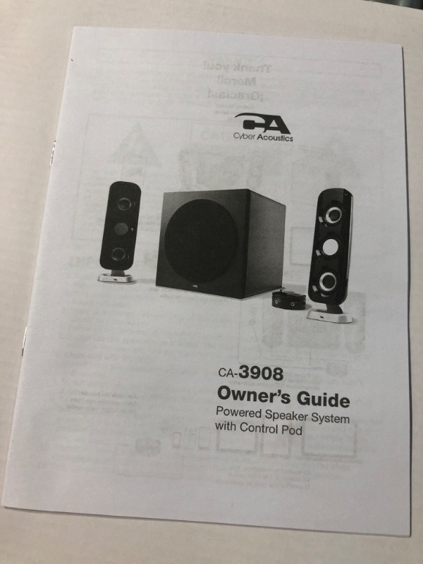 Photo 5 of **NONREFUNDABLE**FOR PARTS OR REPAIR**SEE NOTES**
Cyber Acoustics CA-3908 2.1 Stereo Speaker System with 6.5" Subwoofer and Control Pod - Computer and Home Audio Set with 3.5mm AUX Input for Cellphone, Tablet, Desktop, Laptop, or Gaming CA-3908 Speaker