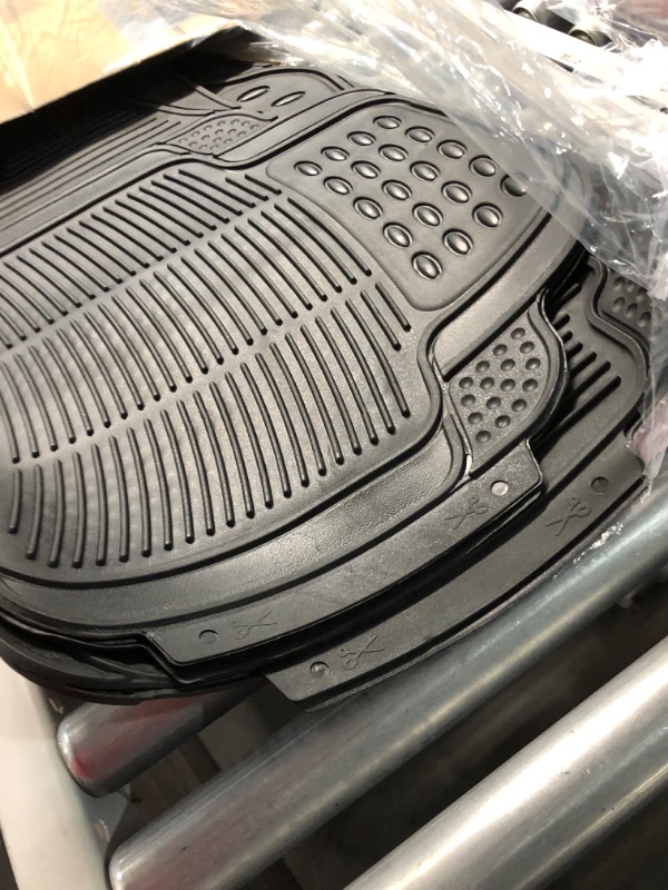 Photo 1 of Automotive Floor Mats Solid Black ClimaProof for all weather protection Universal Fit Trimmable Heavy Duty fits most Cars, SUVs, and Trucks, 3pc Full Set FH Group F11306BLACK