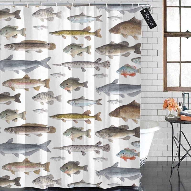 Photo 1 of 
Puloa A Few Freshwater Fish Shower Curtains with 12 Hooks Bathroom Curtain 72" x 72" (1)
