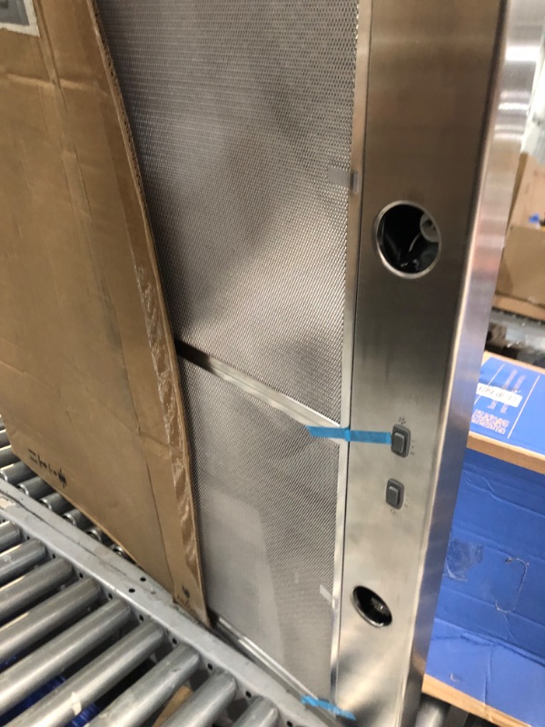 Photo 4 of **MINOR DAMAGE** Broan-NuTone Glacier Range Hood with Light, Exhaust Fan for Under Cabinet, Stainless Steel, 42-inch  *dent on top of hood - see photos*