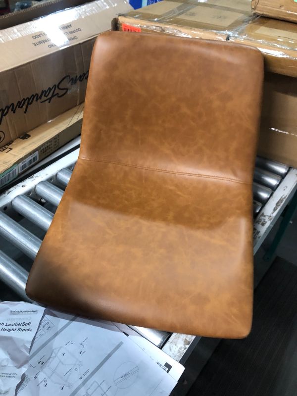 Photo 5 of ***USED - LIKELY MISSING PARTS - UNABLE TO VERIFY FUNCTIONALITY***
Flash Furniture Reagan 24" LeatherSoft Counter Height Stool with Footrest, Mid-Century Modern Bucket Style Dining Chair, Light Brown