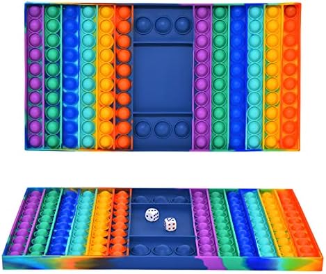 Photo 1 of Big Size Pop Game Fidget Toy, Silicone Bubble Rainbow Chess Board Push Popping Sound Popper Sensory Toys Interactive Jumbo Stress Anxiety Relief Toy Play with Friends