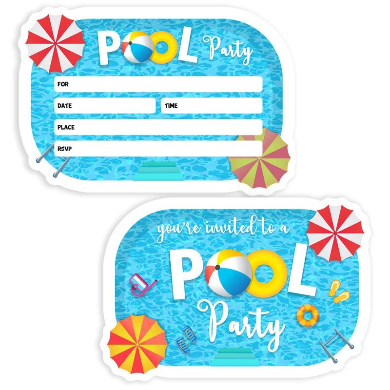 Photo 1 of **2 PACK** MUZRUYOU Pool Birthday Party Invitation card for kids - 20 Summer Birthday party Invitations for boys & girls with Envelopes,Pool Invite Cards for Summer Pool Party Supplies Cards