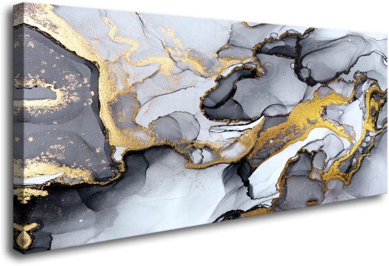 Photo 1 of ***USED - NO PACKAGING***
Youshion Art Black and White Grey Abstract Art,Modern Gold Fluid Ink Canvas Wall Art Prints,Large Wall Art for Bedroom Living Room Office Wall Decor Picture Artwork Home Decor 24" X 48"