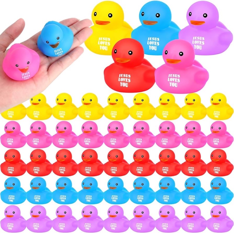 Photo 1 of Deekin 60 Pcs Jesus Loves You Rubber Ducks Bulk Jesus Rubber Ducks Christian Ducks Jesus Gifts for Church Religious Christian Events Party Gift Baskets Fillers Reward (2.2 Inch)