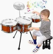 Photo 1 of **MISSING ITEMS/SEE NOTES**Kids Drum Set Music Toy Drum Set for Toddlers Ages 3-5 Jazz Drum Kit with Stool, 3 Drums Percussion Musical Instruments Toys for 3 4 5 Year Old Boys Girls Gifts Style C