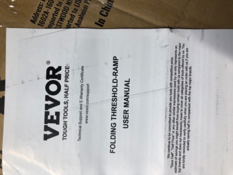 Photo 1 of VEVOR Portable Wheelchair Ramp 3FT, Non-Slip Aluminum Folding Handicap Ramp, Door Threshold Ramps for Wheelchair for Home,Wheel Chair Ramp Steps, Cars, Scooter, Cart, Curbs, Stairs 3FT (For height 3-9'')