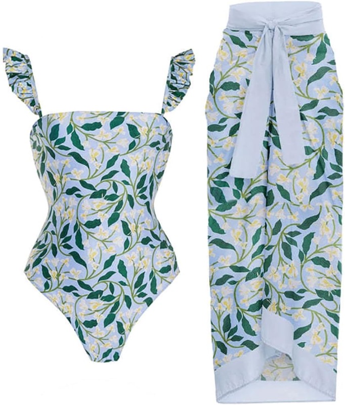 Photo 1 of *****STOCK IMAGE FOR SAMPLE*****SEE NOTES***
IDOPIP Women's One Piece Swimsuit Sz. M, Sarong Retro Floral Print Bikini Set Two Piece Bathing Suit - Medium